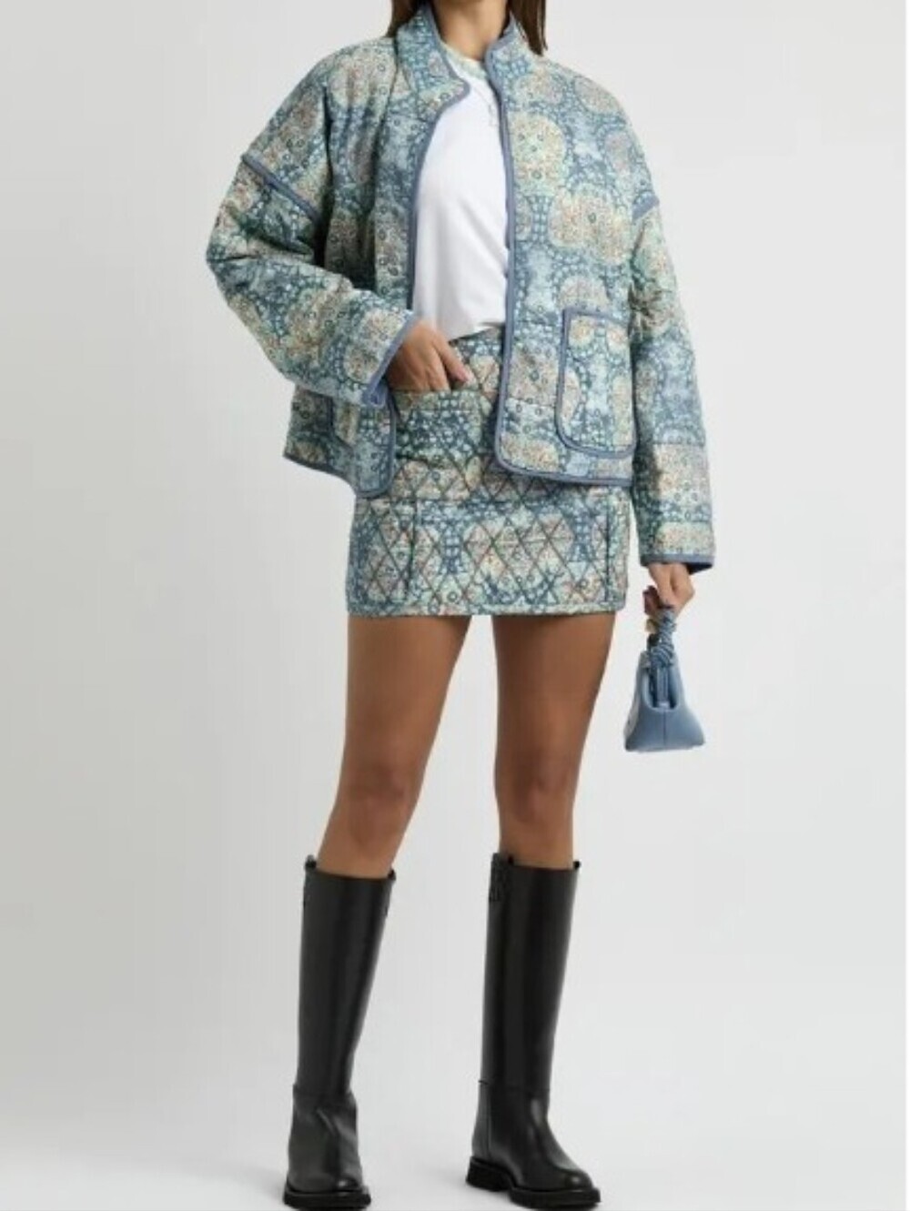 Free People darla floral-print quilted mini skirt